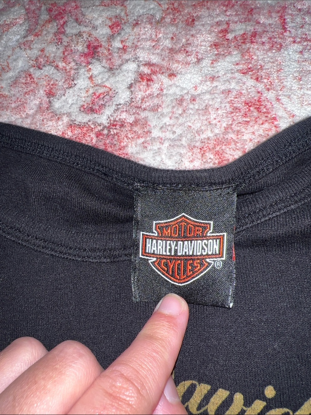 Harley-Davidson Black Cami with Orange Rose and Green Accents - Picture 2 of 5
